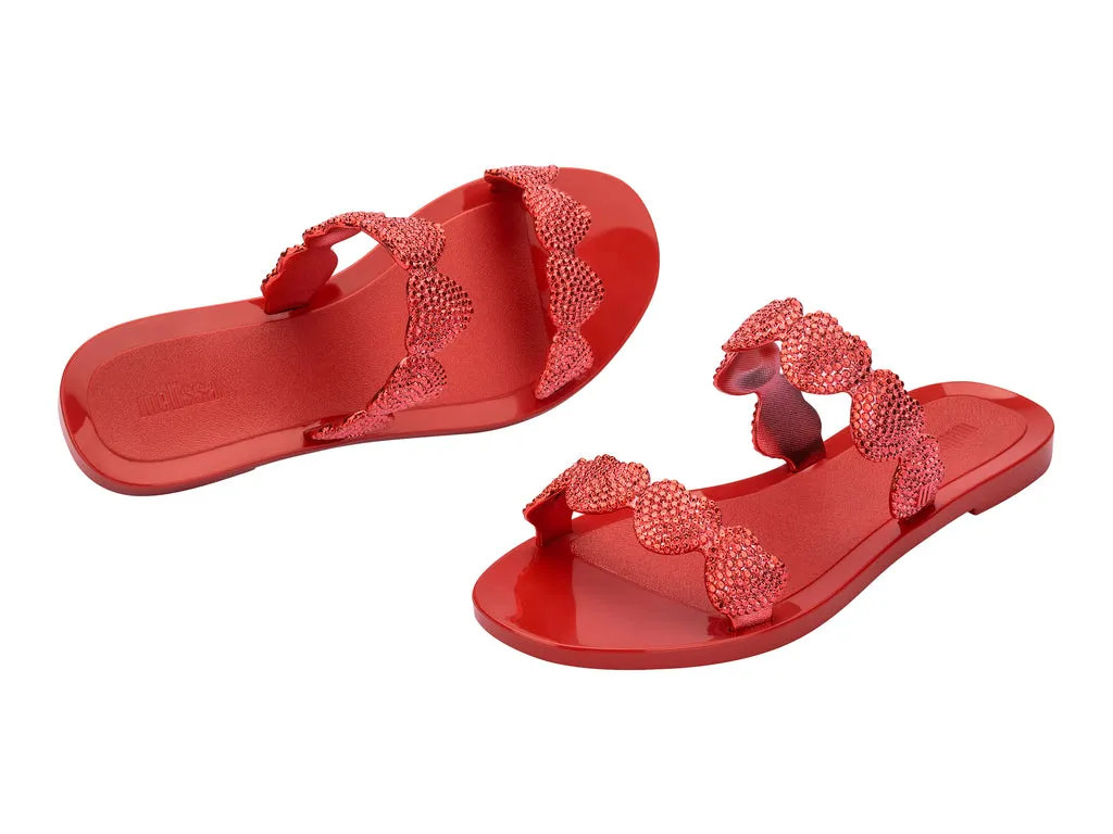 Melissa Flame AD Heart Embellished Slides Red Slip-on For Women