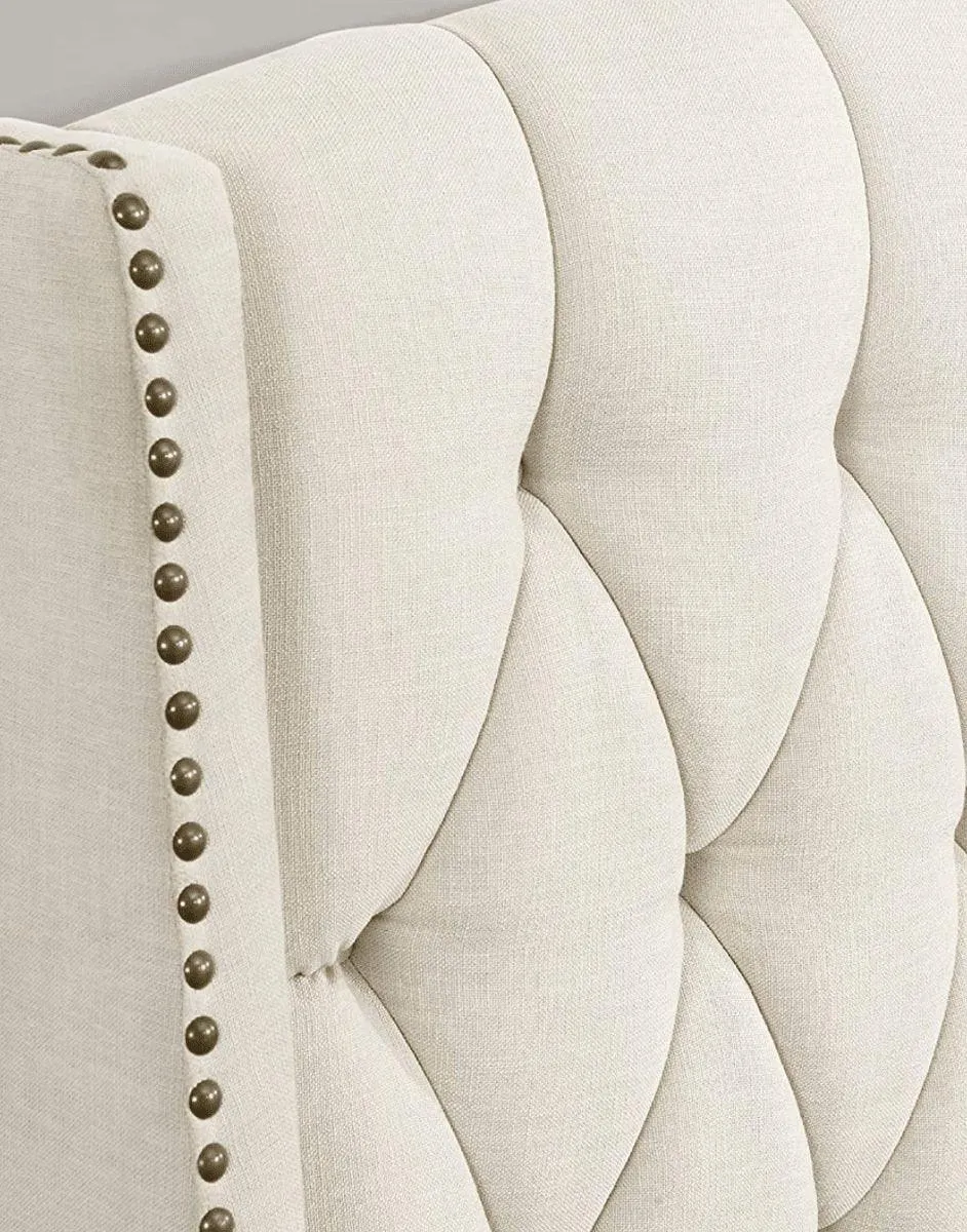 Modern Tufted Wingback Headboard - Queen - Ivory