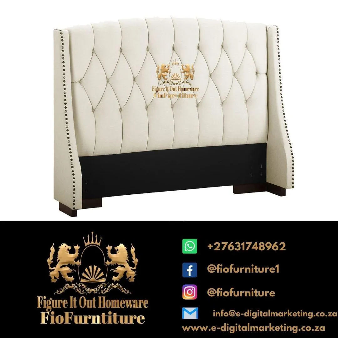 Modern Tufted Wingback Headboard - Queen - Ivory