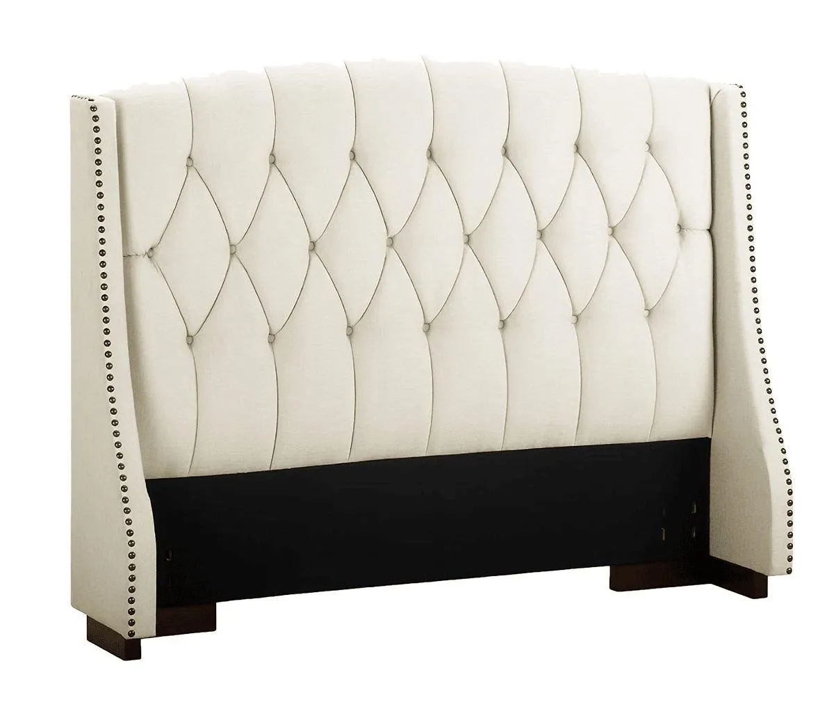 Modern Tufted Wingback Headboard - Queen - Ivory