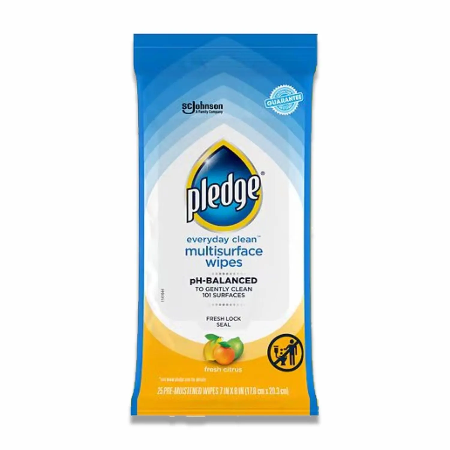 Pledge - Multi-Surface Furniture Polish Wipes, Cleans and Protects, Fresh Citrus - 25 Ct - 12 Pack