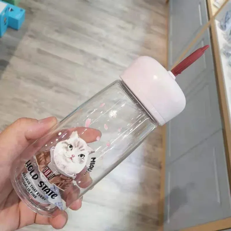 Portable Cats Print Water Bottle