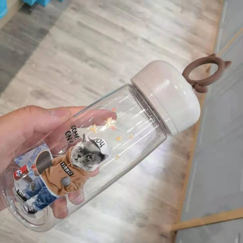 Portable Cats Print Water Bottle