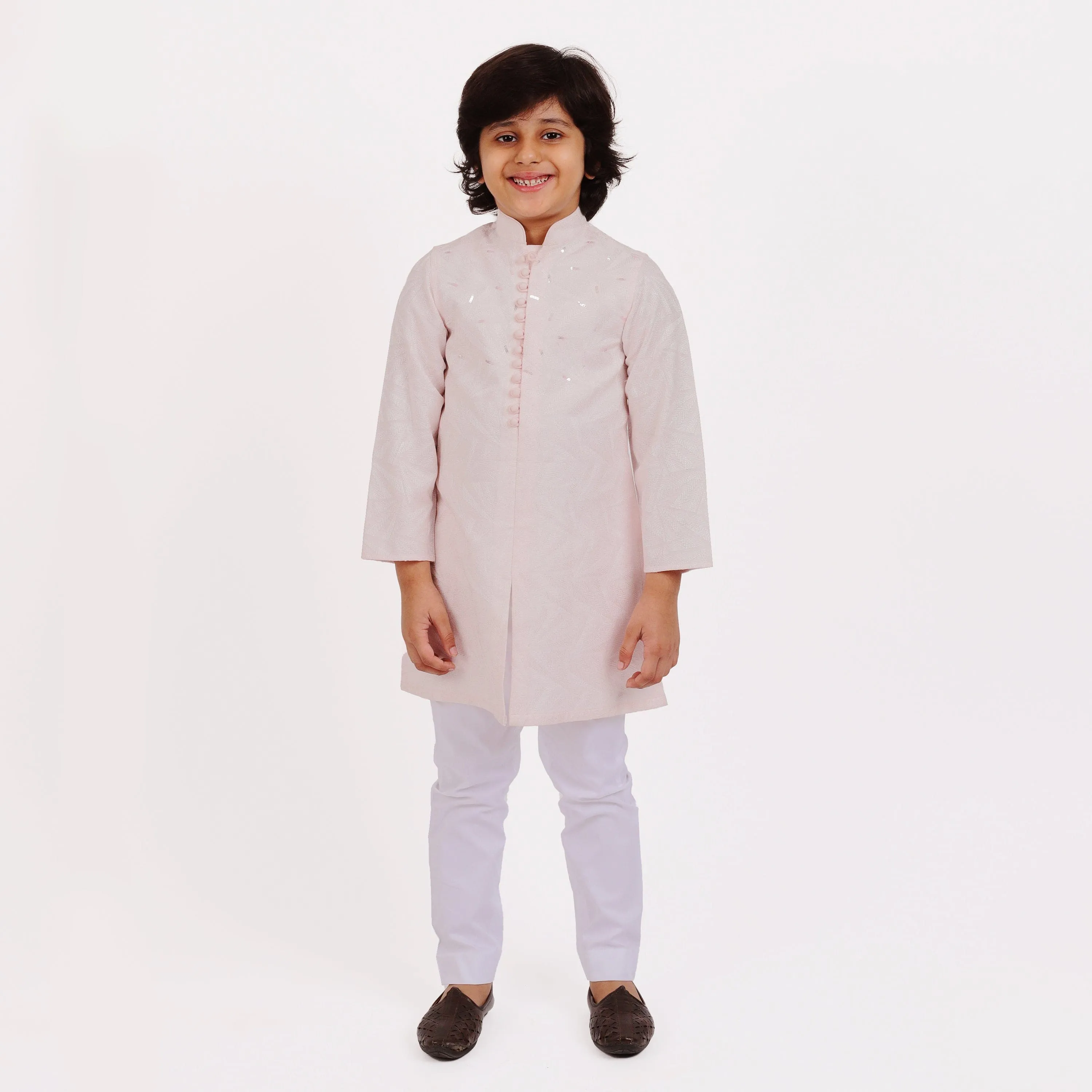 Pre-Order : BABY PINK KURTA  WITH WHITE PAJAMA  for Boys