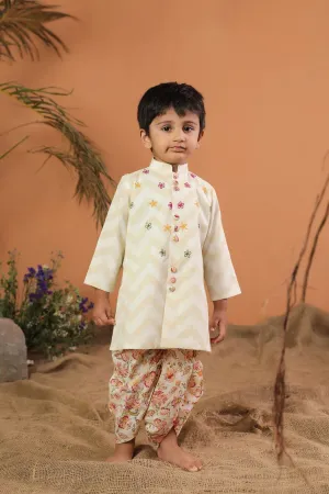 Pre-Order-BOY EMBROIDERED DHOTI SET - BEIGE