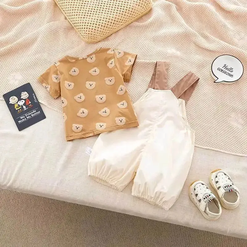 Teddy Bear Tshirt & Baby Boy Romper Duo