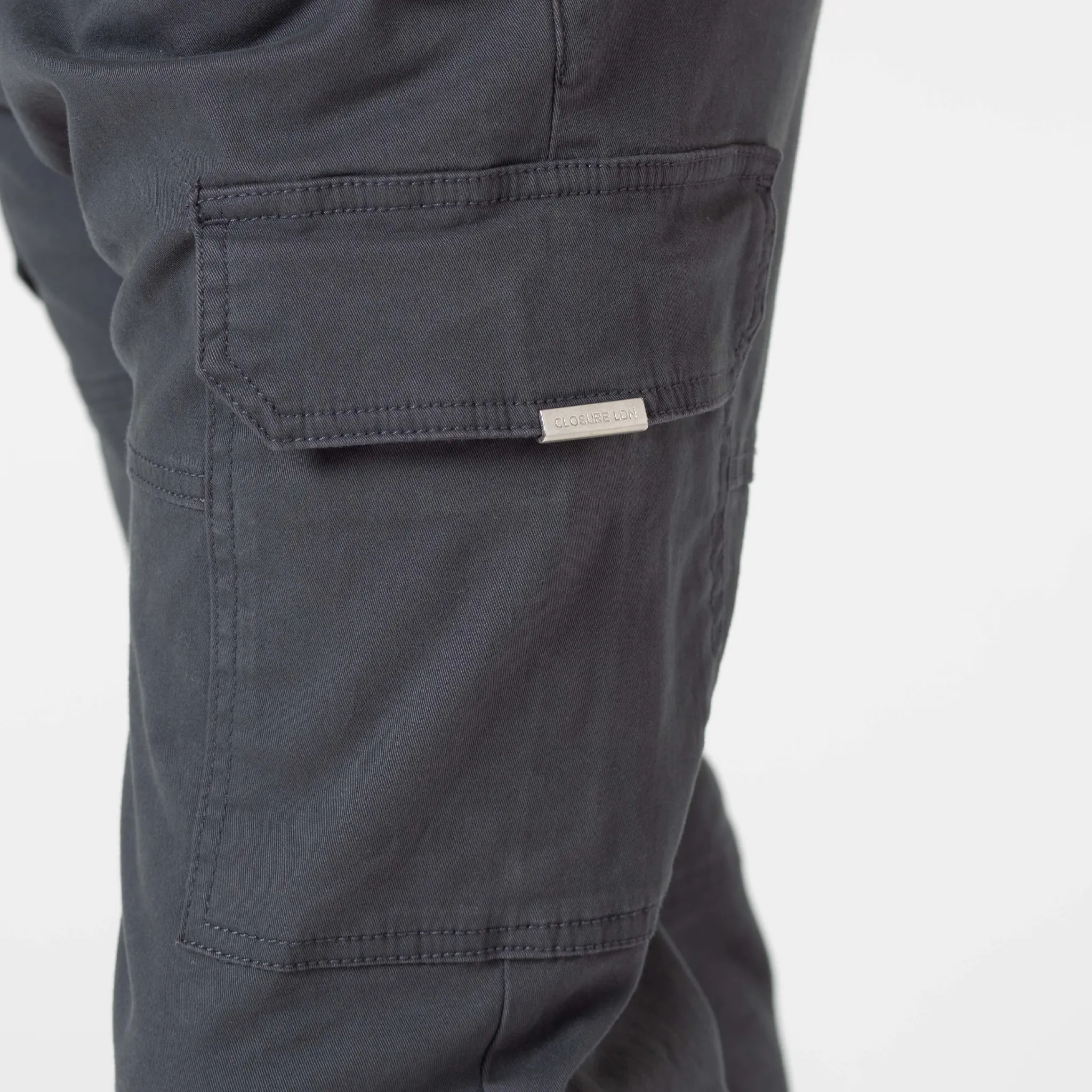 Washed Open Hem Cargo Pants | Charcoal